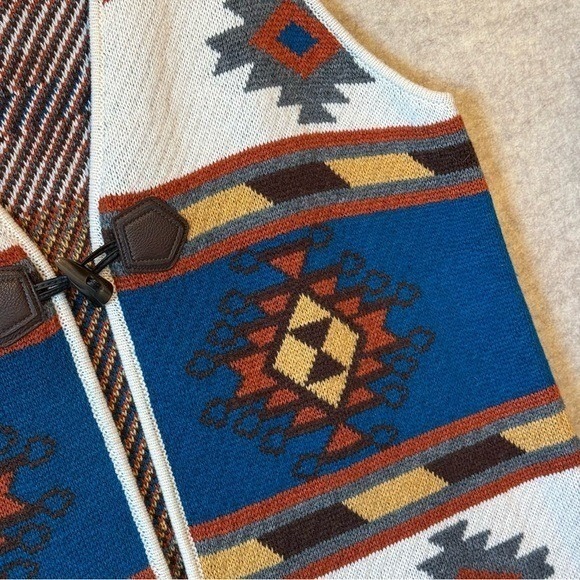 Aztec Southwestern Tribal Knit Vest Long Duster Sleeveless knit Cardigan size XL - Picture 6 of 10